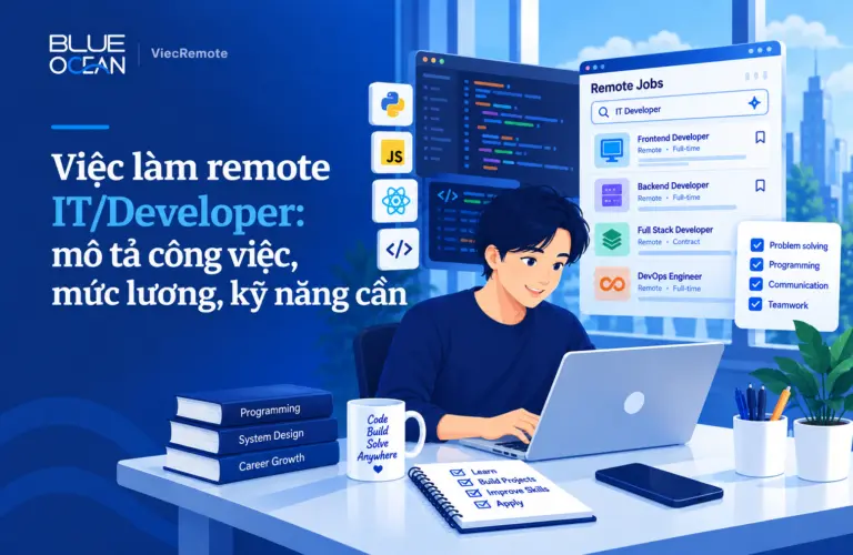 Việc làm remote IT/Developer: mô tả công việc, mức lương, kỹ năng cần